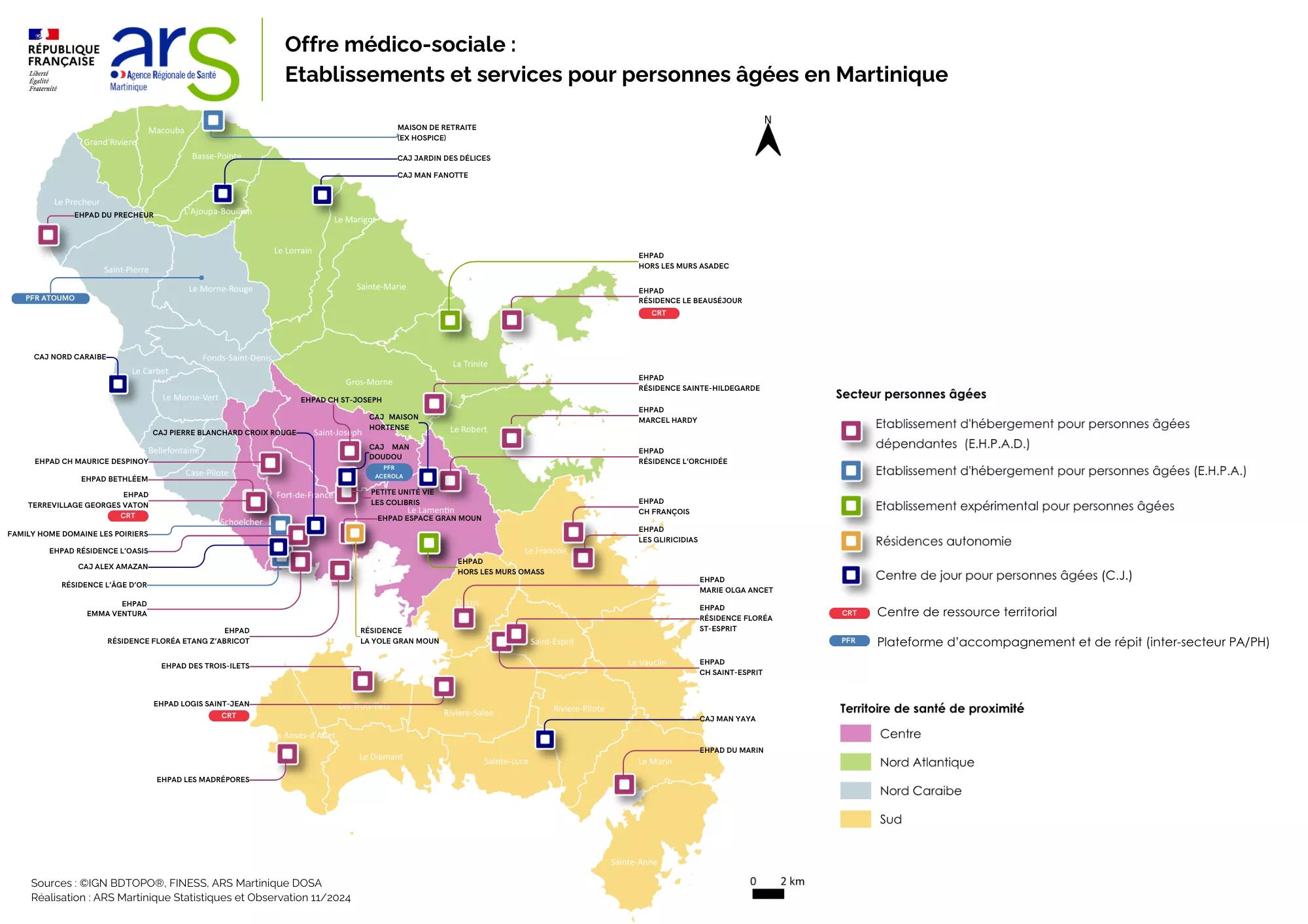 Etablissements et services à destination des personnes âgées en Martinique - 2024