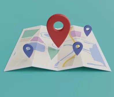 Carte routière stylisée avec des points d'intérêts